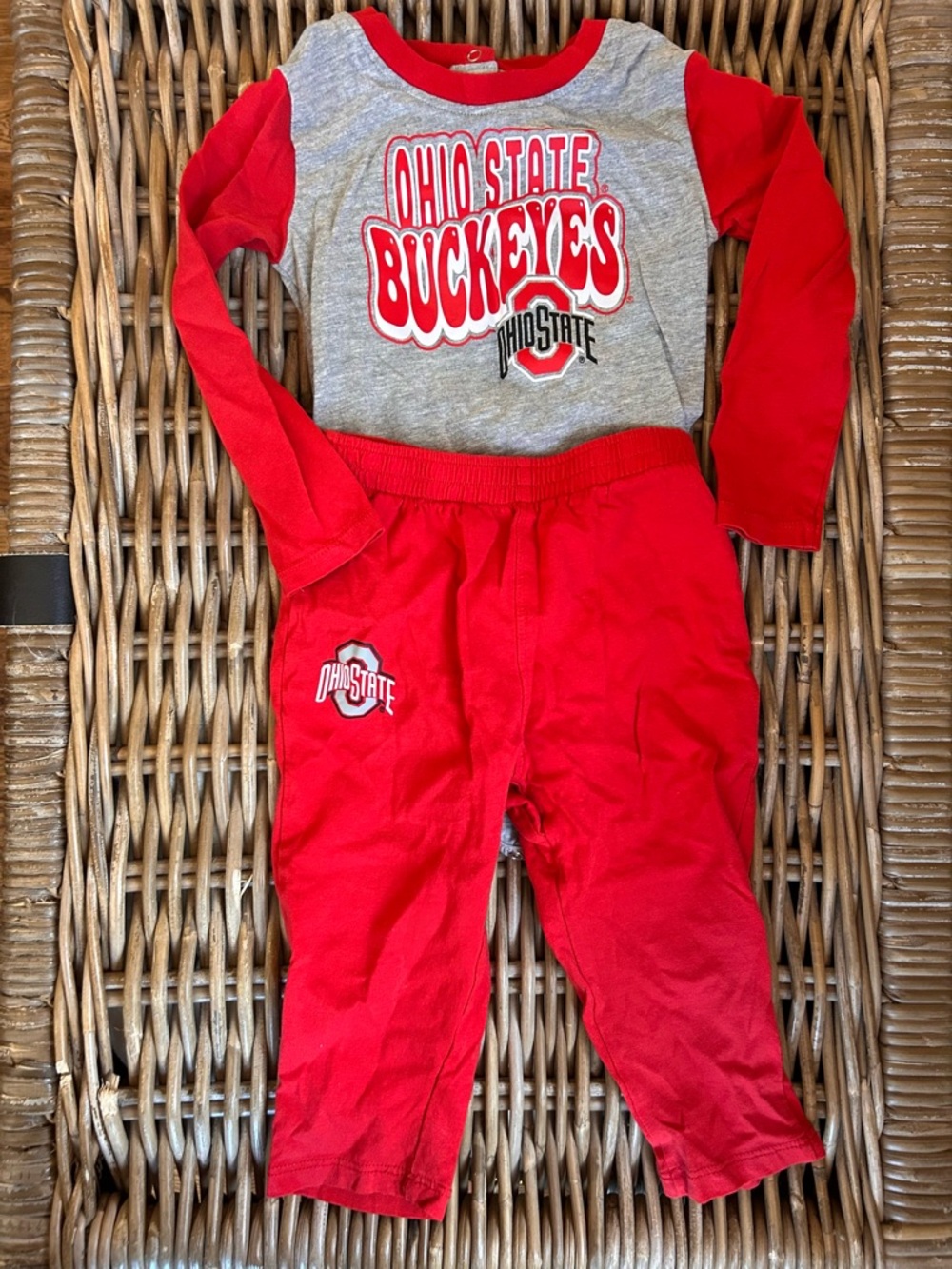 Ohio State Buckeyes Toddler Red & Gray Long-Sleeve Set- 24 months